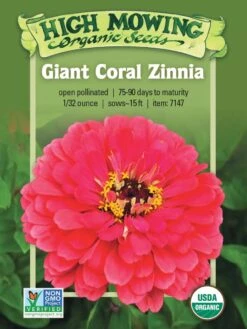 Giant Coral Zinnia Organic Seeds