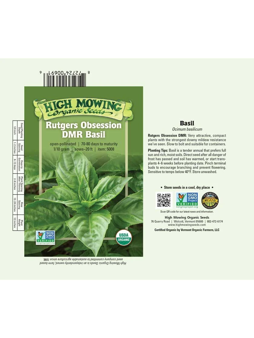 Rutgers Obsession Basil Organic Seeds 4 Rutgers Obsession Basil Organic Seeds - Image 2