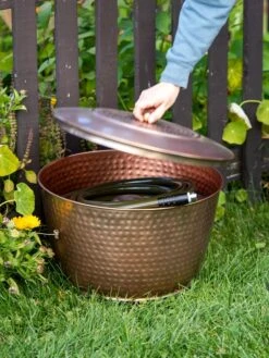 Hammered Copper Hose Pot With Lid -Garden Supplies Shop 8613311 0010
